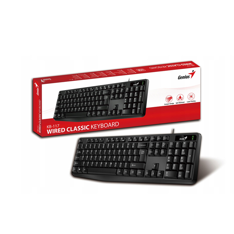 کیبورد با سیم جنیوس مدل KB-117