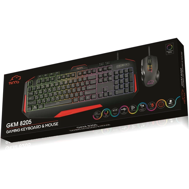 ماوس و کیبورد گیمینگ تسکو مدل GKM 8205
